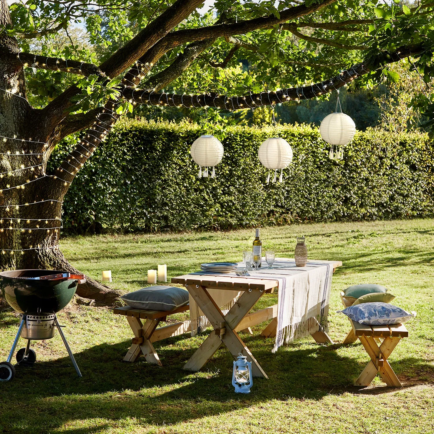 3 Lucena Cream Tassel Solar Lanterns