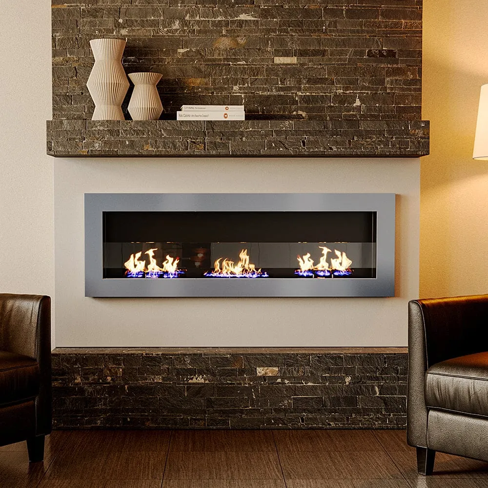 35/47 Inch Indoor Bio Ethanol Fireplace 3 Stoves Wall Mounted Heater