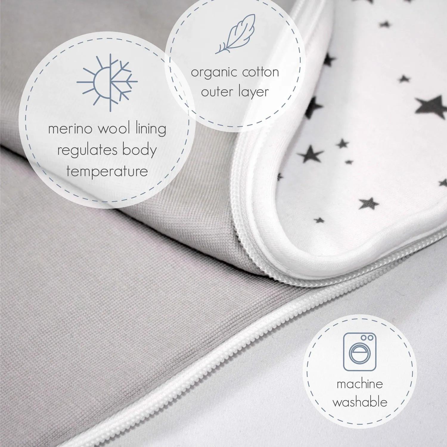 4 Season Ultimate Baby Sleep Bag, Merino Wool & Organic Cotton, 2 Months - 2 Years, Earth