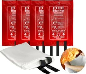 40 x 40 Emergency Fire Blanket - Flame Suppression Fiberglass Blankets for Home, Kitchen, Camping, Car, Office, Warehouse, Emergency Survival Safety - Fire Extinguisher Alternative (4, 40*40)