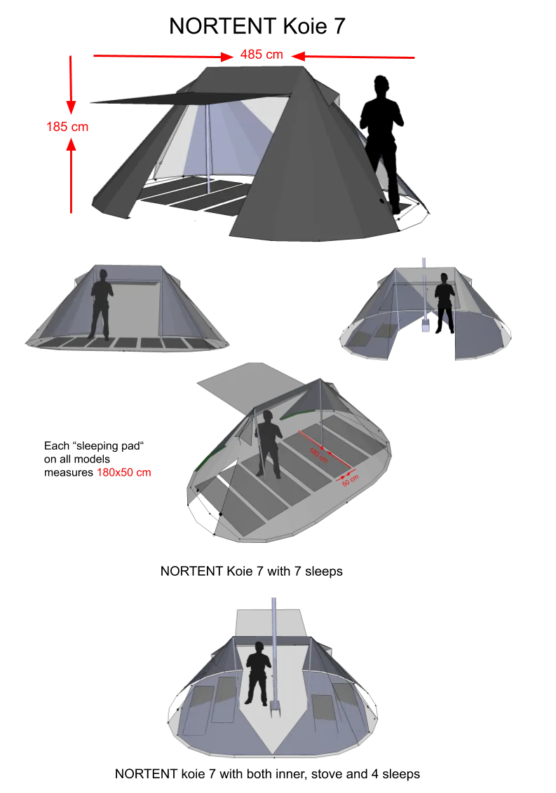 7 Person Camping & Expedition Tent - Koie 7 Tent - 5.9kg by Nortent