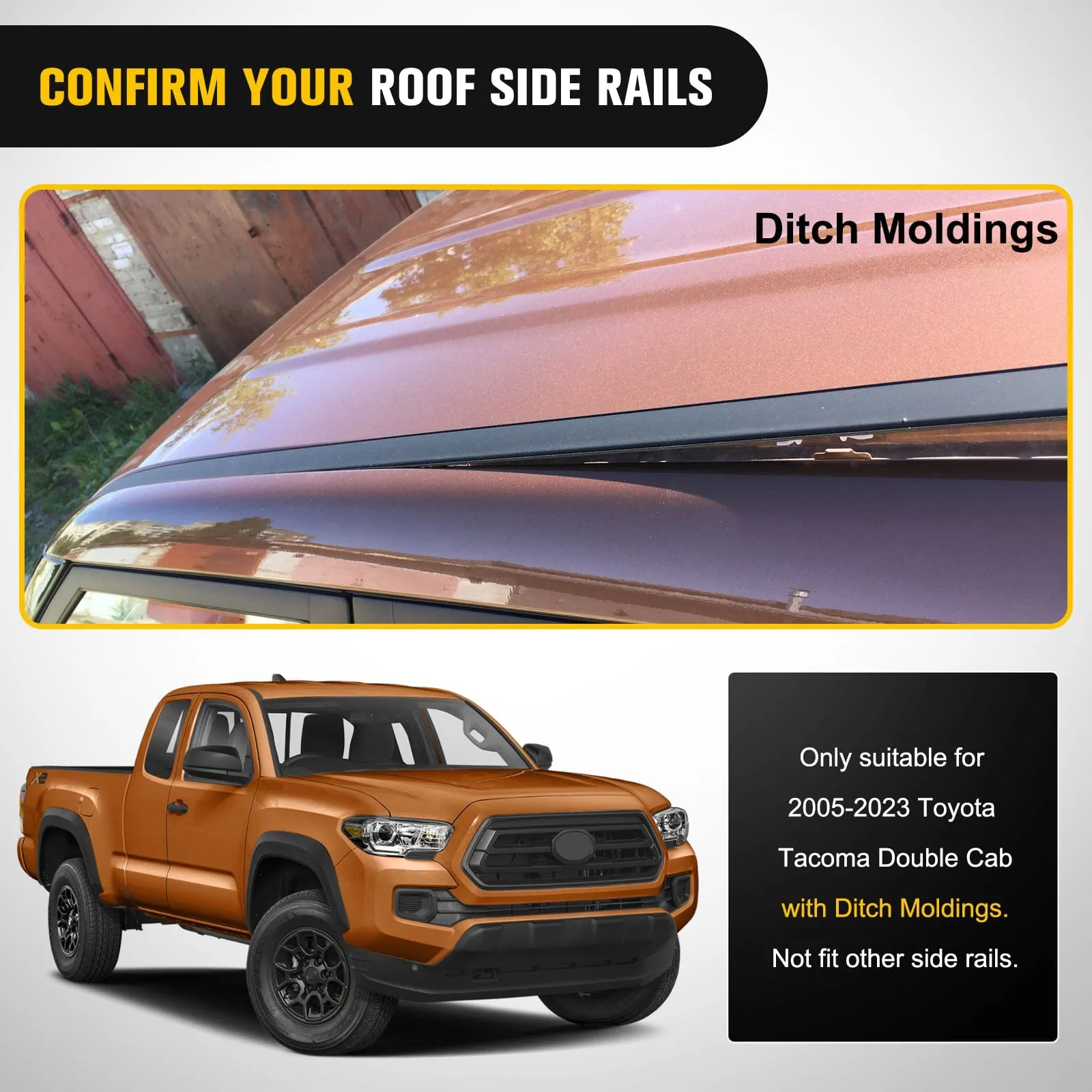 Aluminum Roof Rack Cross Bars Fit for Toyota Tacoma Double Cab 2005-2023