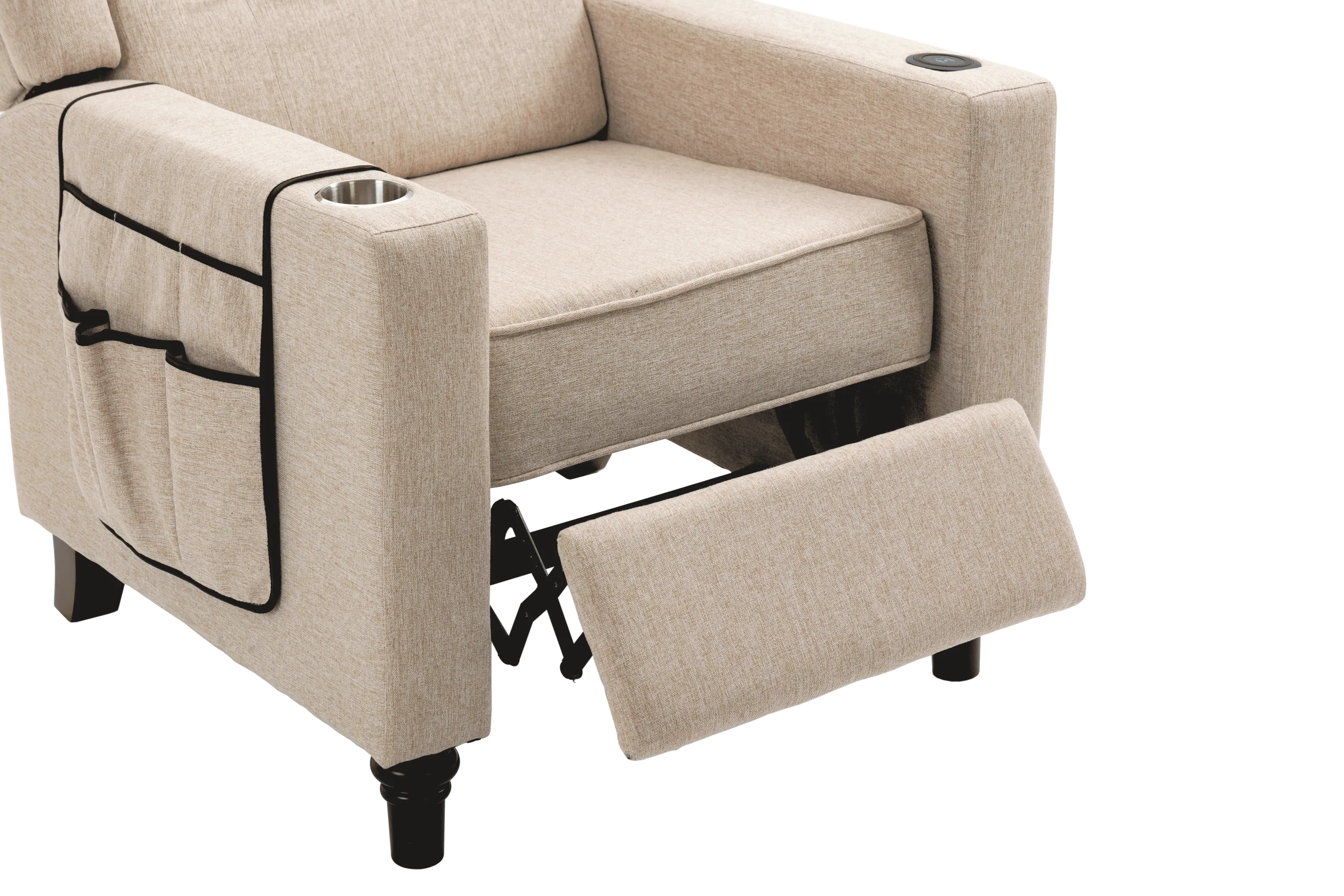 Arm Pushing Recliner Chair, Modern Button Tufted Wingback Push Back Recliner Chair, Living Room Chair Fabric Pushback Manual Single Reclining Sofa Home Theater Seating for Bedroom,Khaki Yelkow
