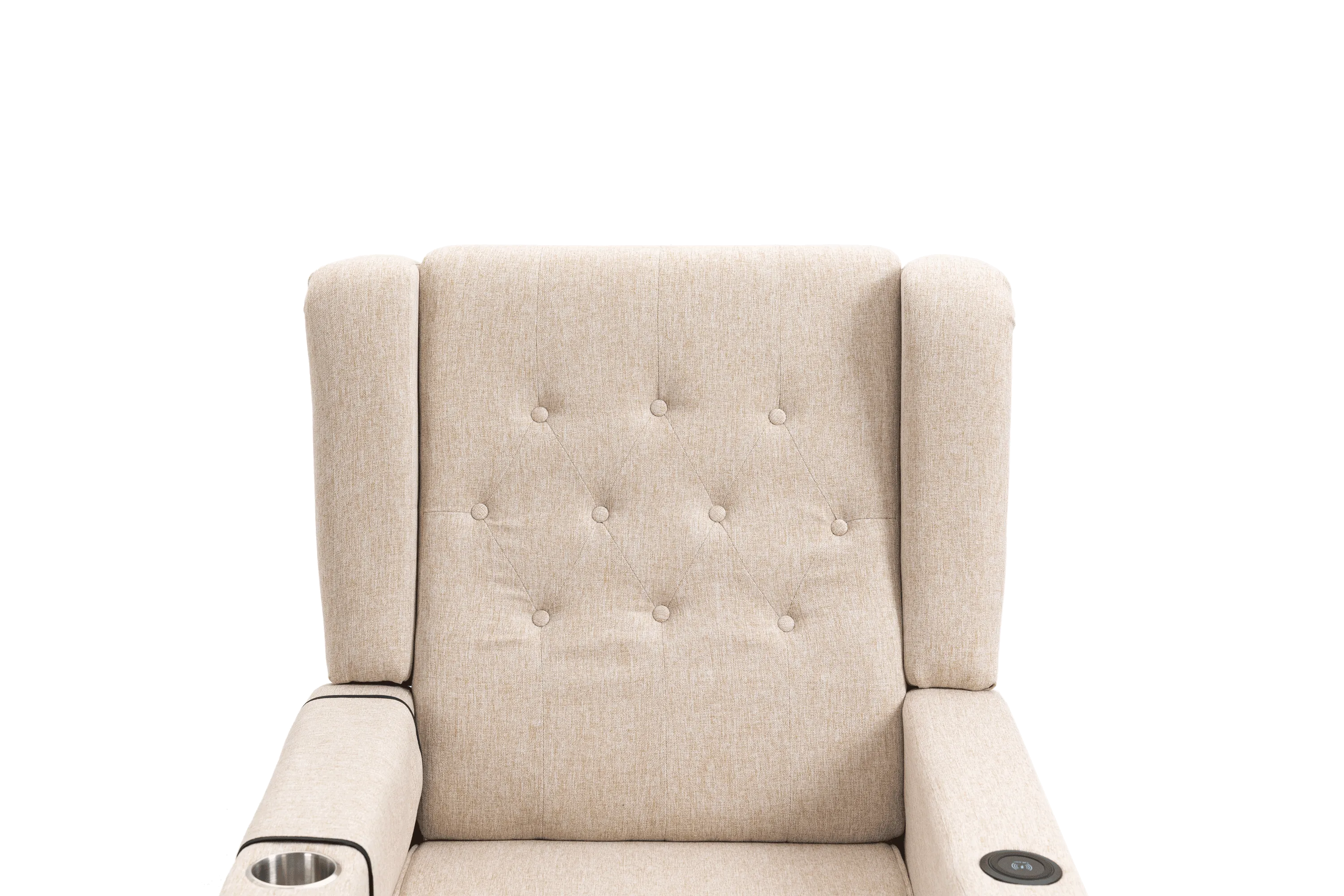 Arm Pushing Recliner Chair, Modern Button Tufted Wingback Push Back Recliner Chair, Living Room Chair Fabric Pushback Manual Single Reclining Sofa Home Theater Seating for Bedroom,Khaki Yelkow
