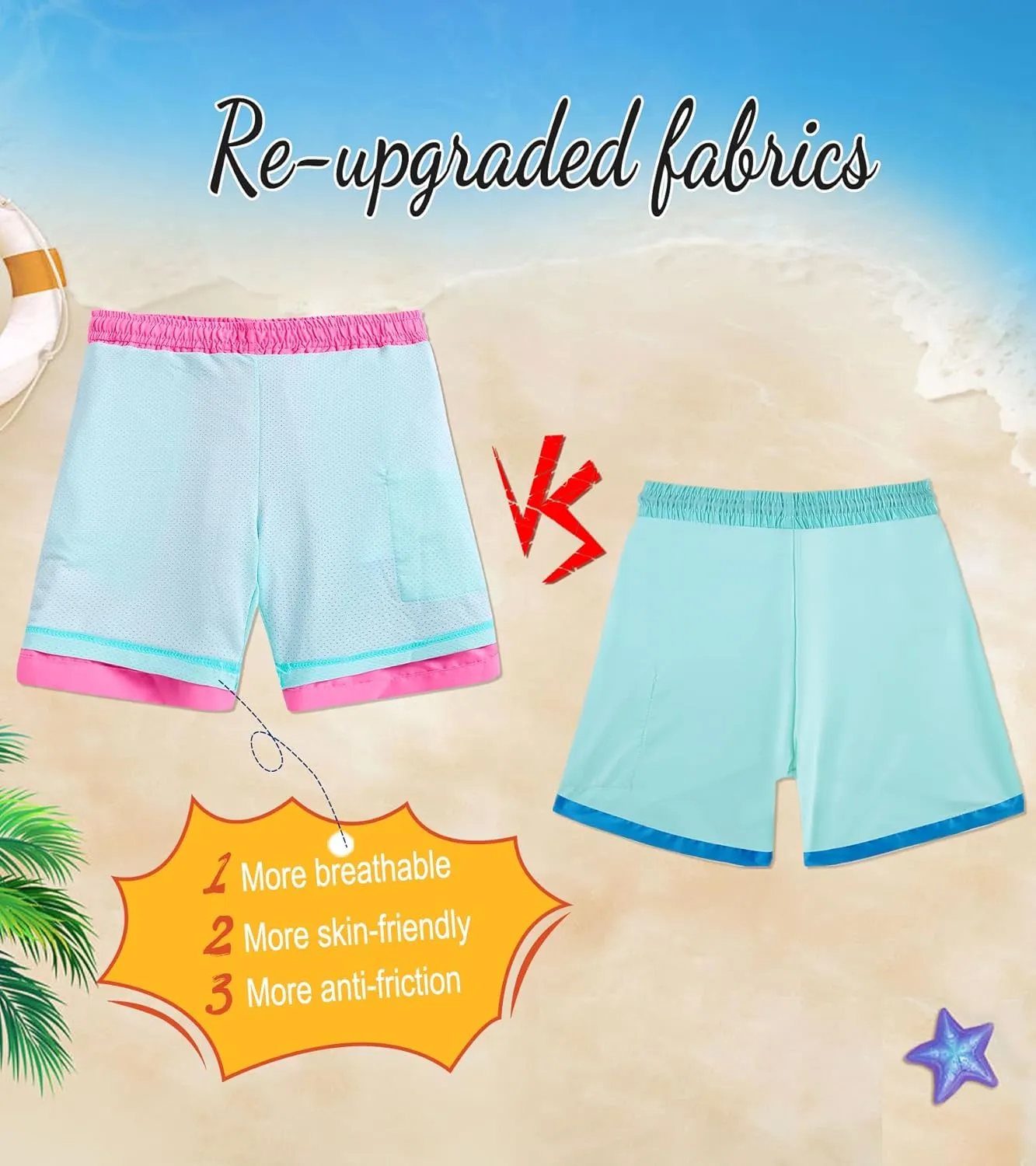 Belovecol Boys Swim Trunks with Compression Liner Solid Color Bathing Suits Quick Dry Swimwear Summer Swimsuits 6-20T