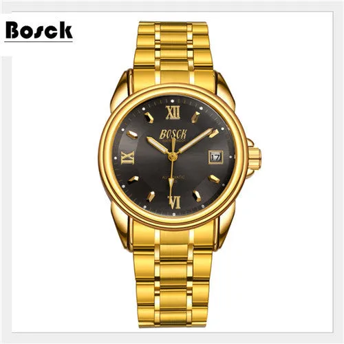 Bosck men's mechanical watches belts business watches luxury fashion watch relogio masculino erkek kol saati montre homme reloj
