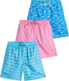Boys Swim Trunks - 3 Pack Quick Dry Board Shorts for Boys, UPF 50  Beach Swimwear for Kids (Sizes: 8-14)