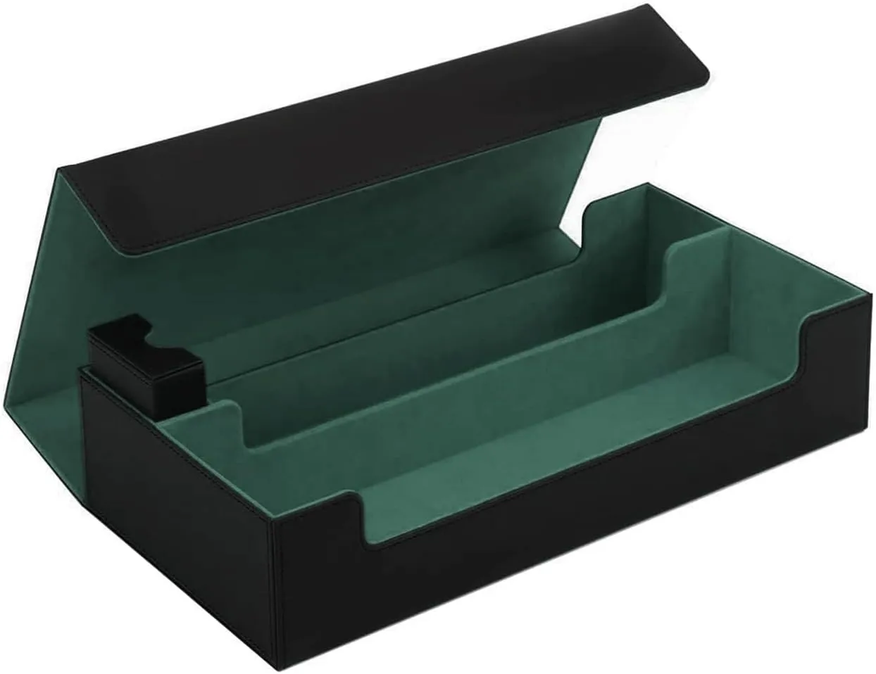 Card Case Holds 800  Sleeved Cards - MTG, Uno, YuGiOh & More - TCG Deck Box with Strong Magnet Closure (Black/Green)