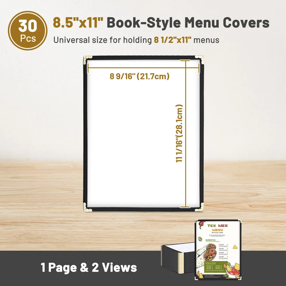 Clear Menu Covers 30ct/Pack 8.5x11 1-Page 2-View