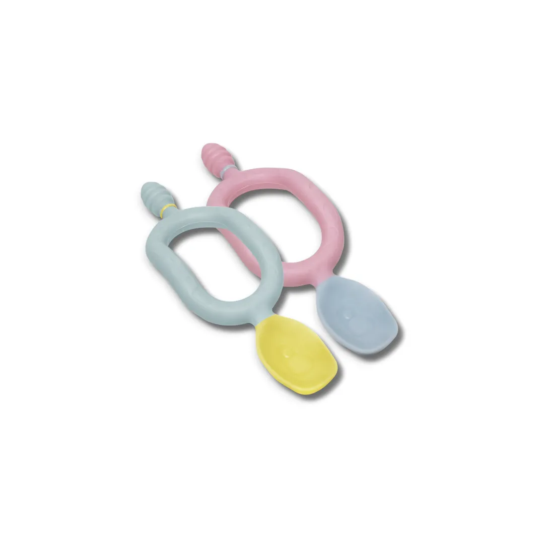 Dippit Multi Stage Baby Weaning Spoon and Dipper Pink & Grey - Pack of 2