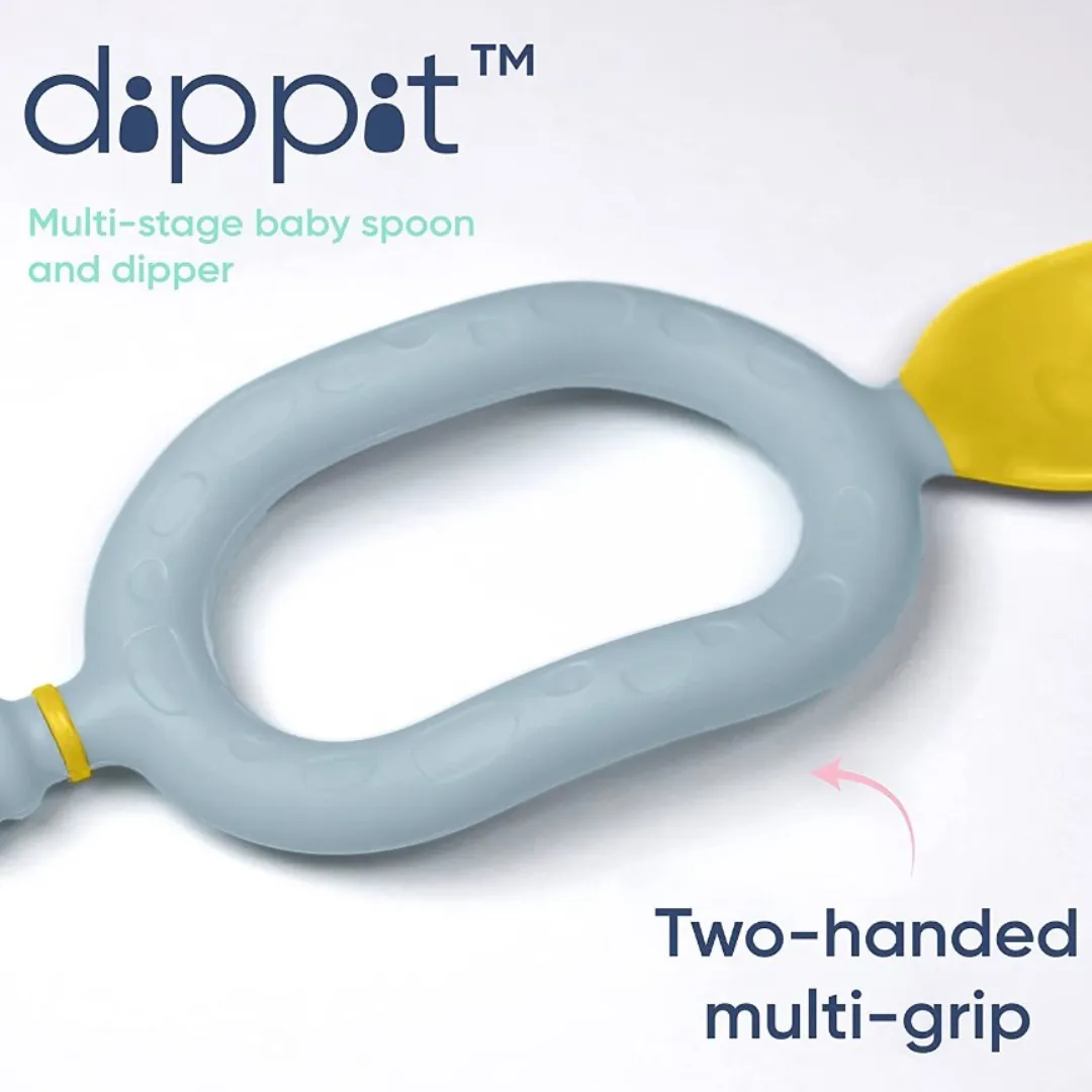 Dippit Multi Stage Baby Weaning Spoon and Dipper Pink & Grey - Pack of 2