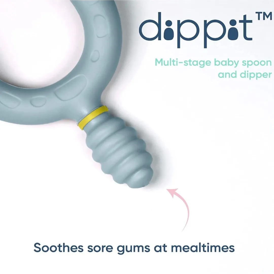 Dippit Multi Stage Baby Weaning Spoon and Dipper Pink & Grey - Pack of 2