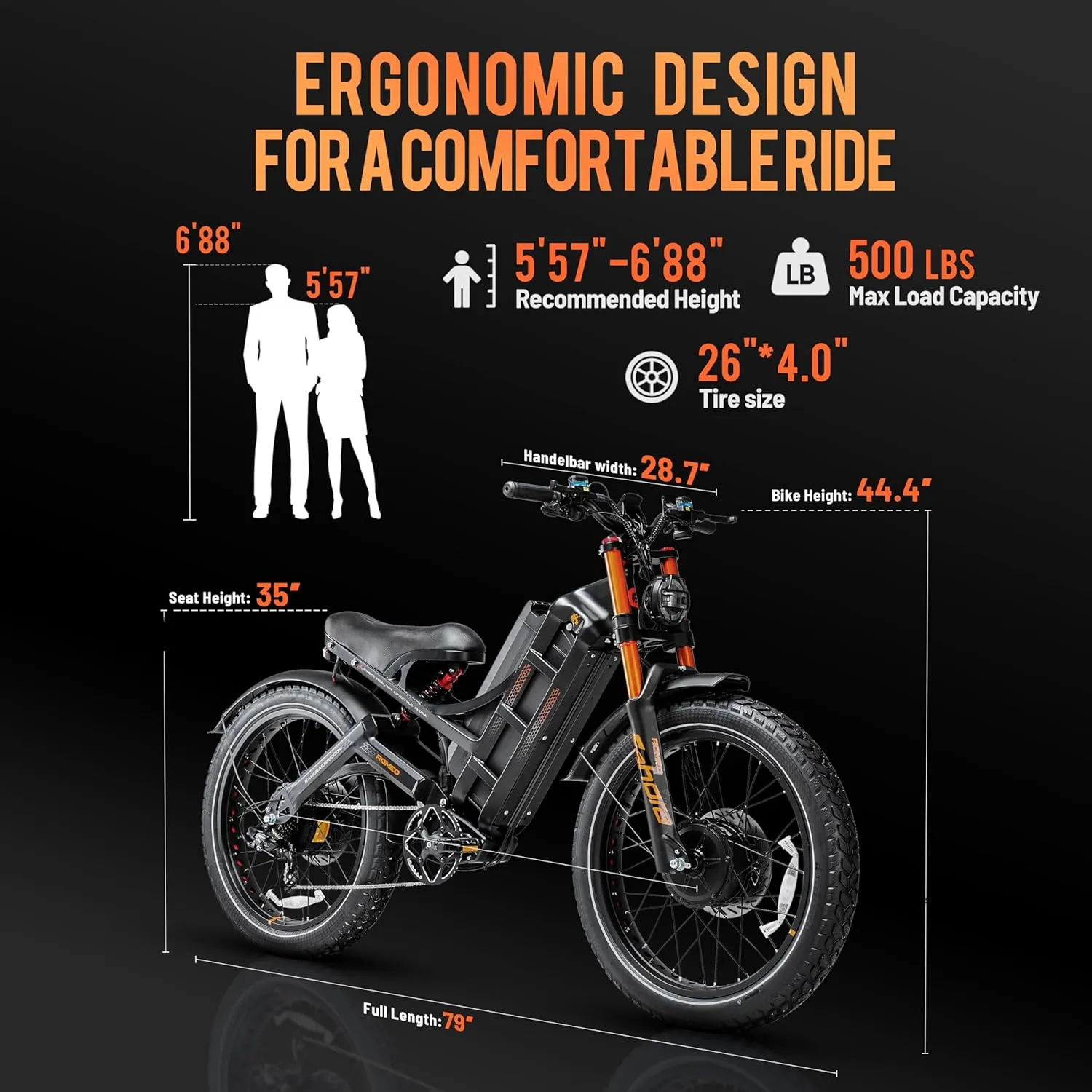 eAhora Romeo Pro 3 Electric Bike for Adults, 5000W 50Mph Dual Motor Ebike, 60V 80AH 250Miles Long Range Electric Bike, 26" *4.0 Fat Tire Electric Mountain Bike Full Suspension Off-Road E-Bike, UL2849