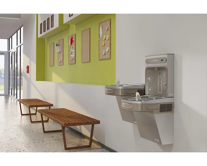 Elkay LZSTLG8WSSK | Wall-mount Versatile Bi-level Bottle Filling Station | Filtered, High-efficiency chiller, EZ-style fountains, Stainless Steel