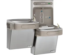 Elkay LZSTLG8WSSK | Wall-mount Versatile Bi-level Bottle Filling Station | Filtered, High-efficiency chiller, EZ-style fountains, Stainless Steel