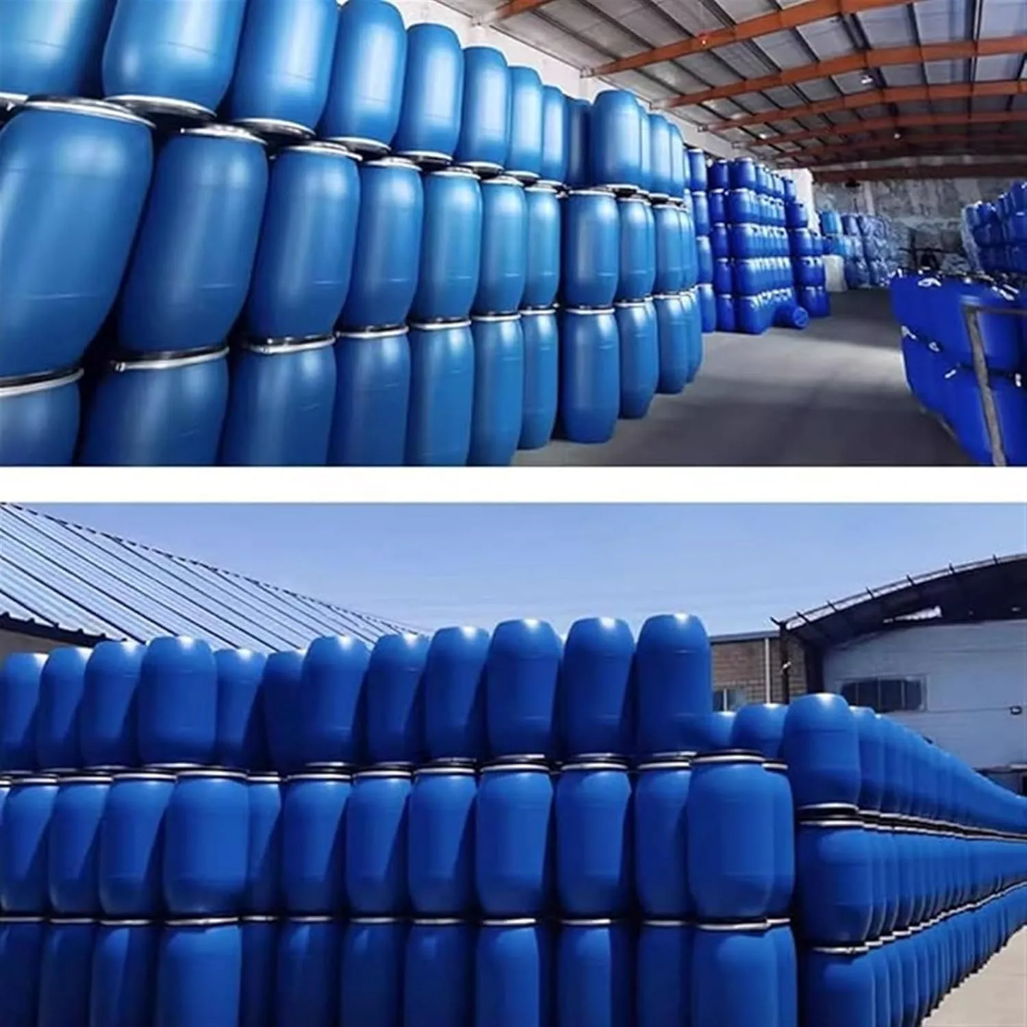 Food Grade Plastic Storage Barrel - Large Open Top Container with Lid and Latch Ring for Airtight Shipping and Storage - Ideal for Industrial Use