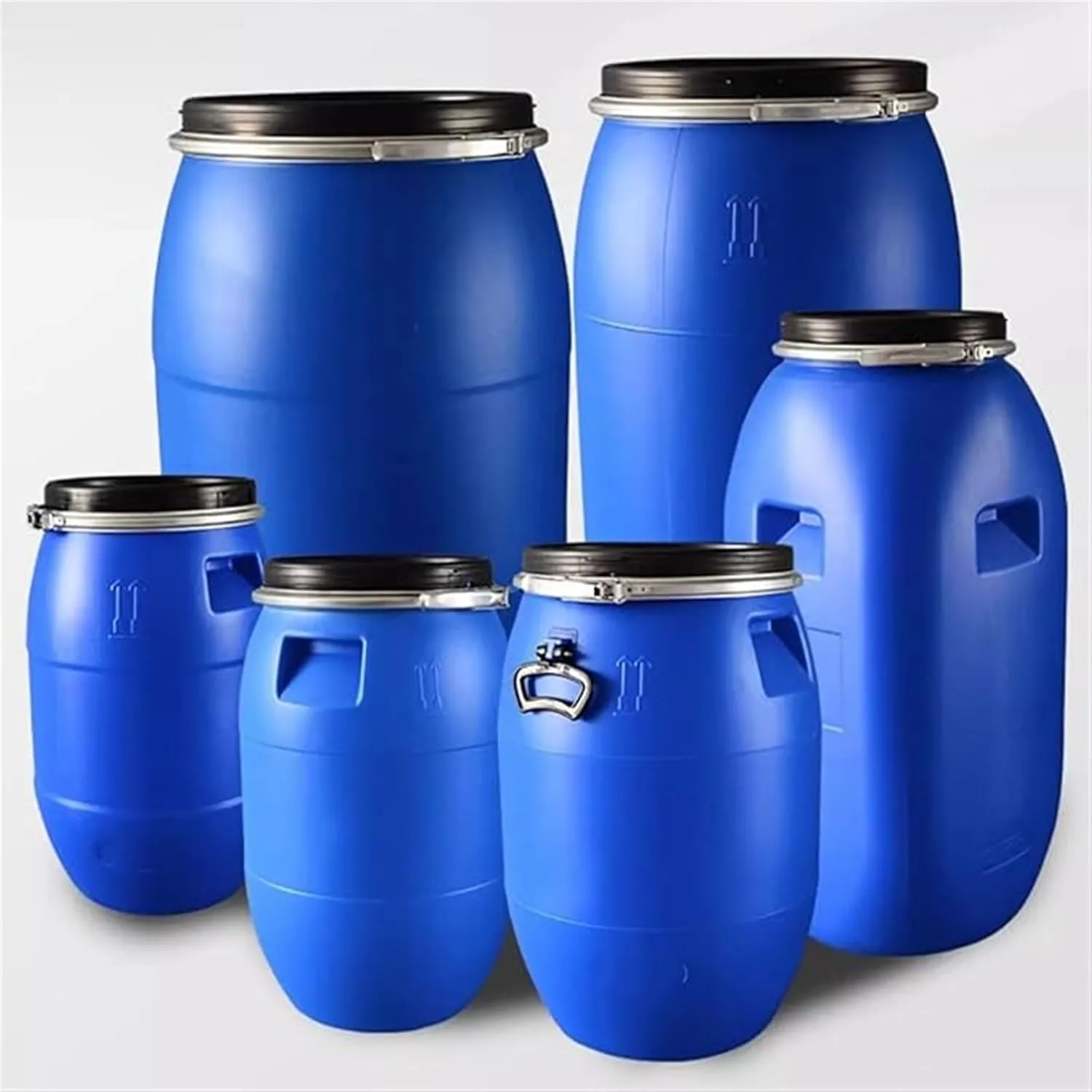 Food Grade Plastic Storage Barrel - Large Open Top Container with Lid and Latch Ring for Airtight Shipping and Storage - Ideal for Industrial Use