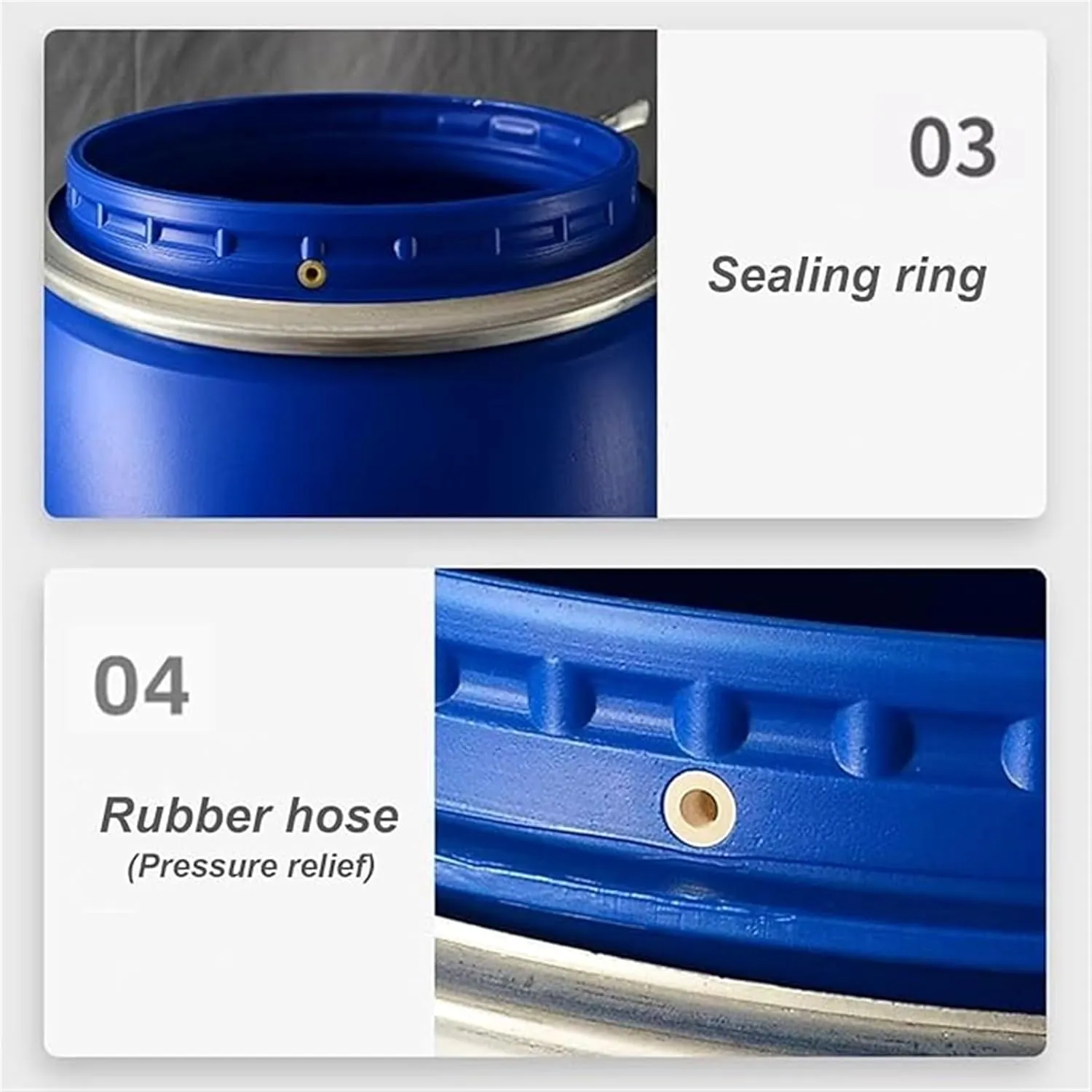 Food Grade Plastic Storage Barrel - Large Open Top Container with Lid and Latch Ring for Airtight Shipping and Storage - Ideal for Industrial Use