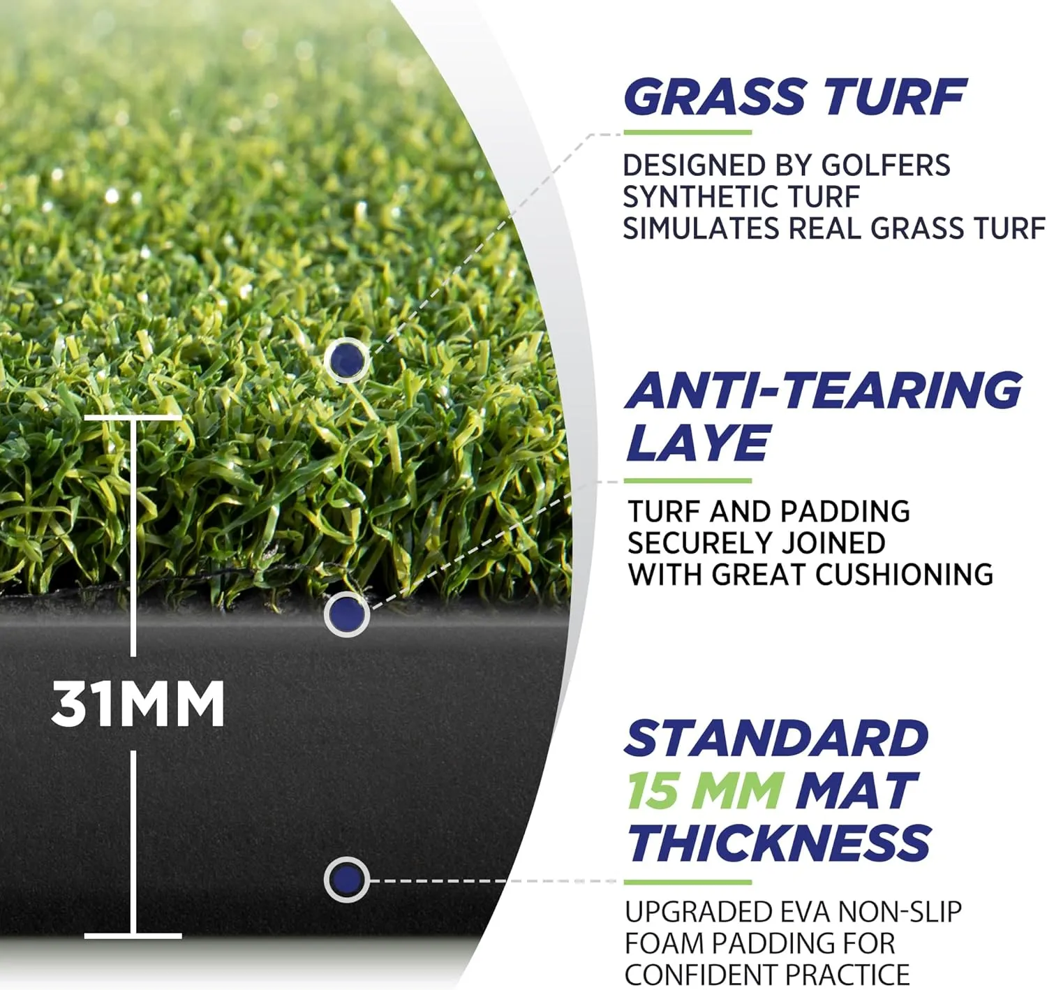 Golf Mat, 5x4ft/5x5ft Dense Elite Golf Hitting Mats Practice with 10 Balls, 9 Tees, Heavy Duty Artificial Hitting Training Matt for Backyard Driving Chipping Indoor Outdoor Simulators