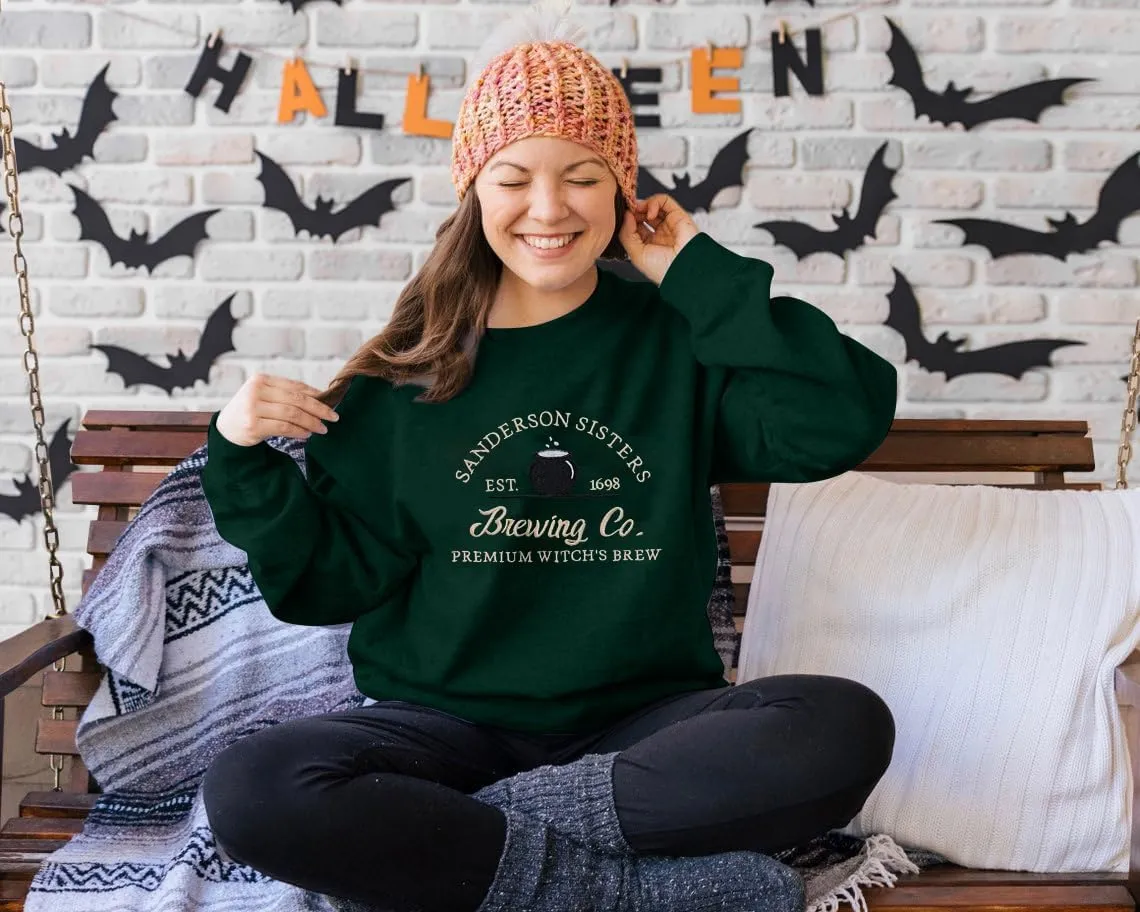 Halloween Sweatshirts for Women Sanderson Sisters Embroidery Halloween Sweatshirt Hocus Pocus Crew Neck Pullover