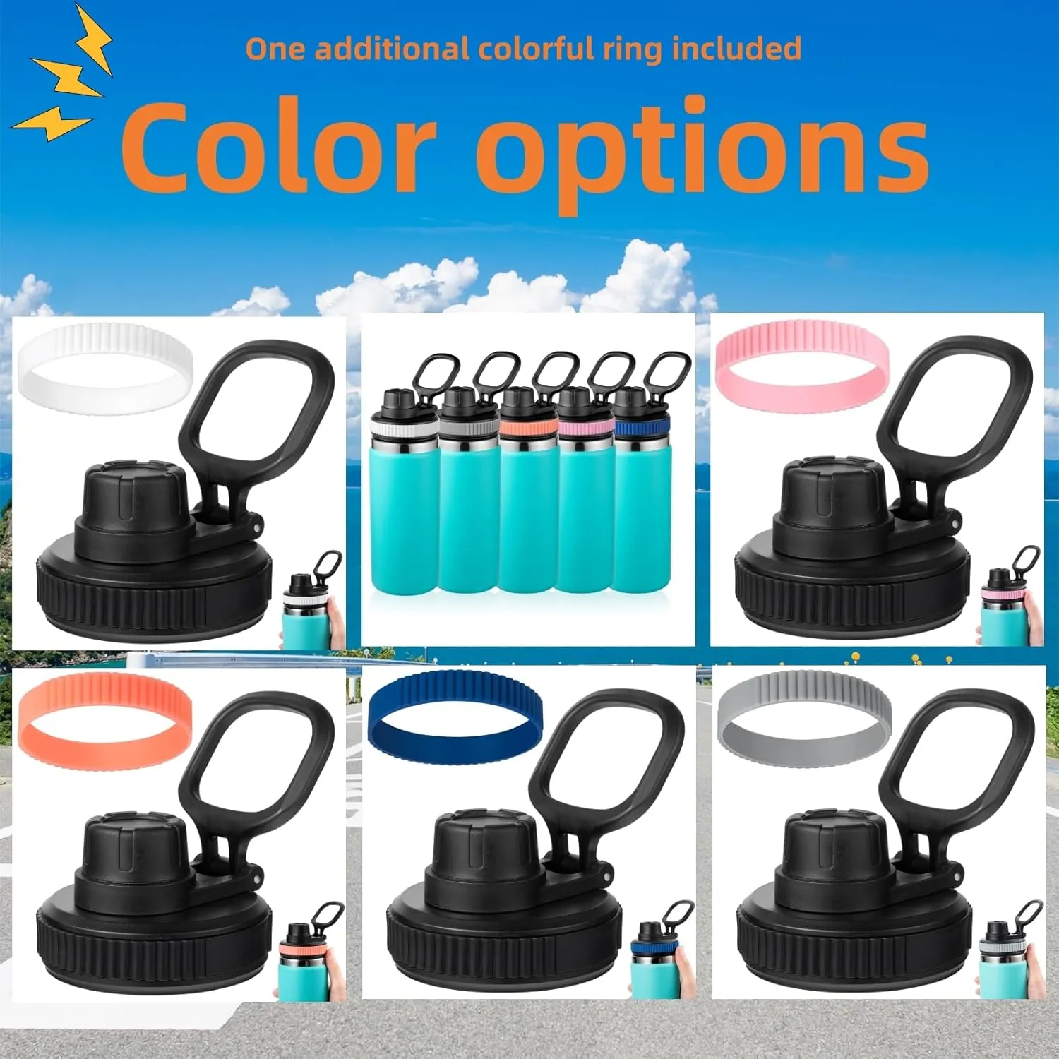 Lid for Hydro Flask Wide Mouth, 2-in-1 Straw Lid and Spout Lid for Hydro Flask 12 16 20 32 40 OZ Wide Mouth Water Bottle, Chug Cap Replacement Accessories