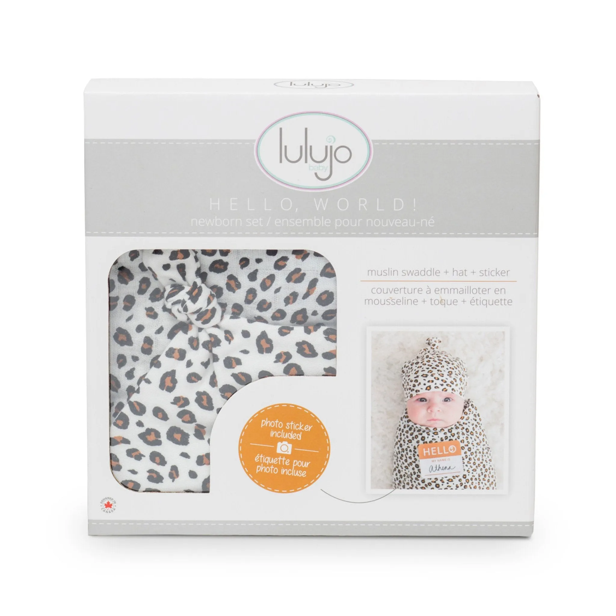 Lulujo Hello World Newborn Hat & Swaddle Set