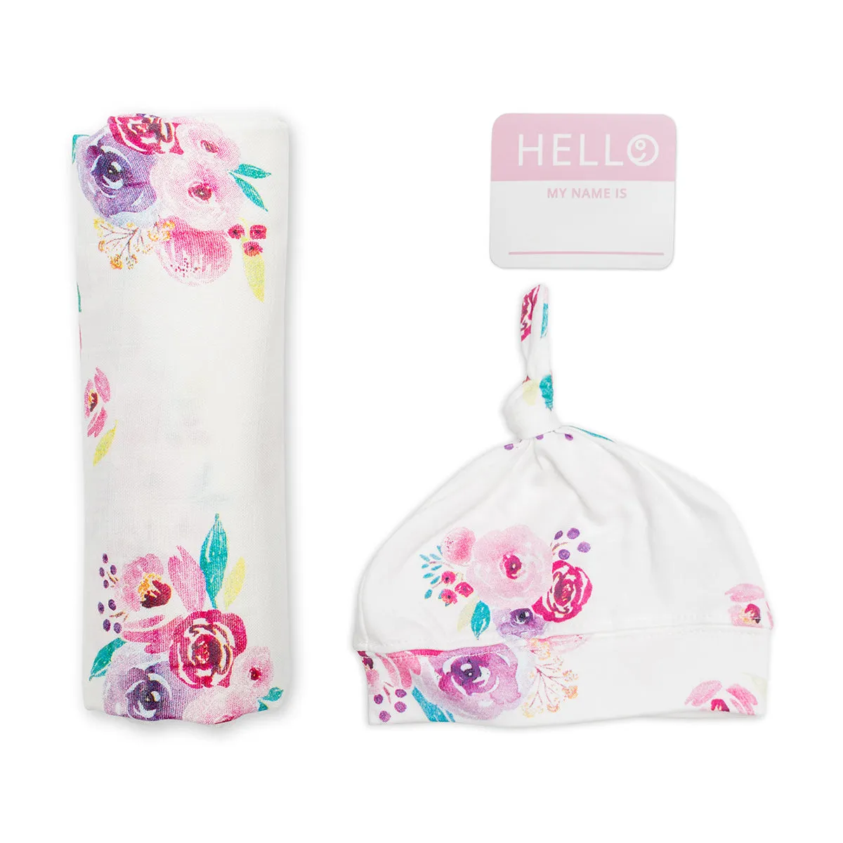 Lulujo Hello World Newborn Hat & Swaddle Set