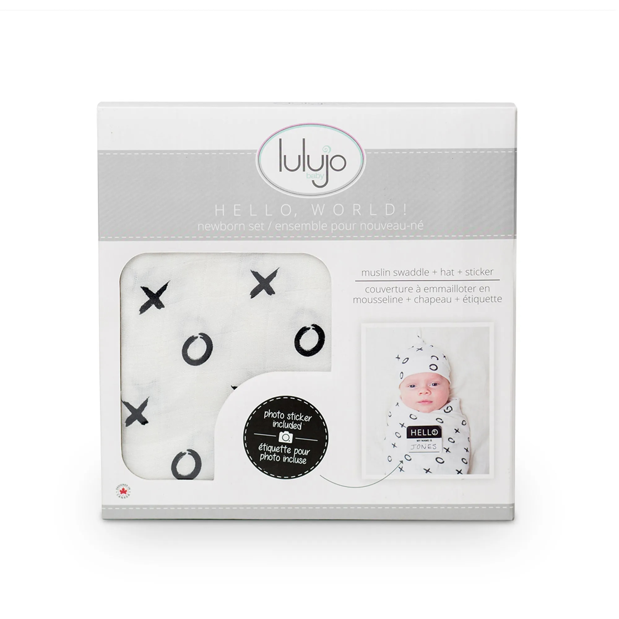 Lulujo Hello World Newborn Hat & Swaddle Set