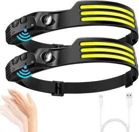 Lumenlight LED Headlamp, Motion Sensor LED Head Lights for Forehead, 230 Wide Beam Head Lamp for Camping, Rechargeable Headlamps for Adults, 3 Colors, 5 Modes (#2)