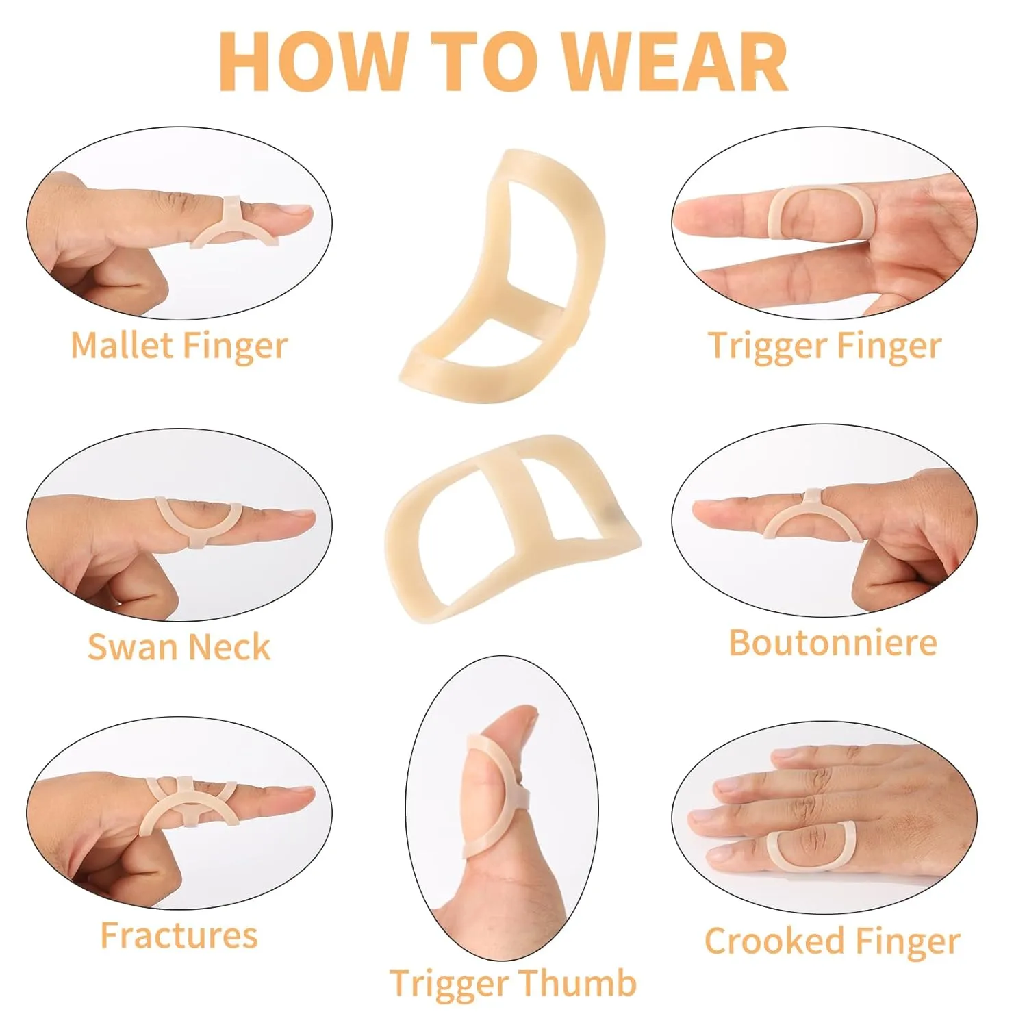 Oval Finger Splints, 5PCS Oval Trigger Finger Splint for Trigger/Mallet/Arthritis/Straightening, Trigger Finger Brace for Thumb Middle Pinky or Ring Finger -Size 3,4,5,6,7