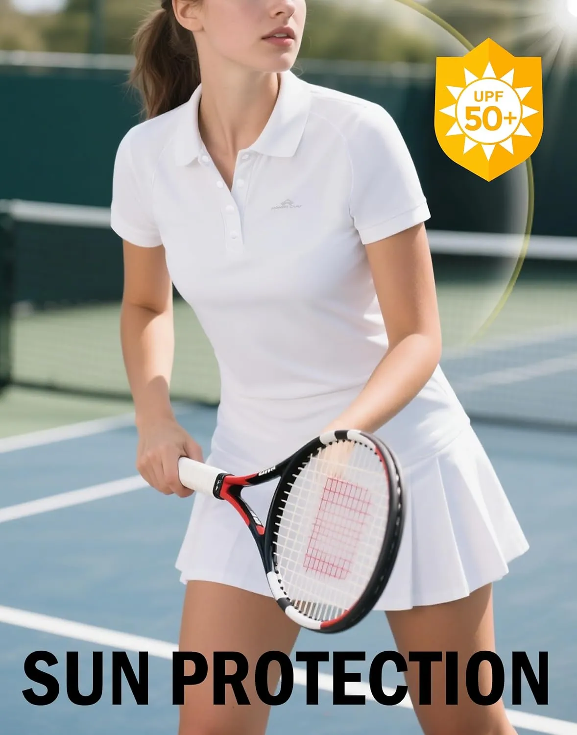 Pioneer Camp Women's Golf Shirt Short Sleeve Polo Shirts UPF 50  Quick Dry Collared Tennis Work Athletic Tops 4 Button