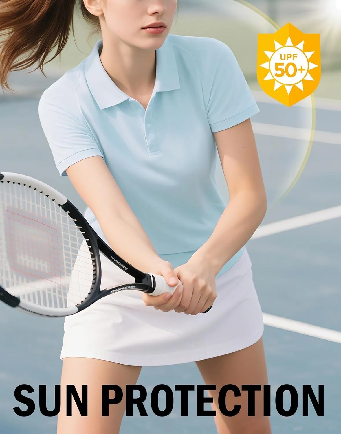 Pioneer Camp Women's Golf Shirt Short Sleeve Polo Shirts UPF 50  Quick Dry Collared Tennis Work Athletic Tops 4 Button