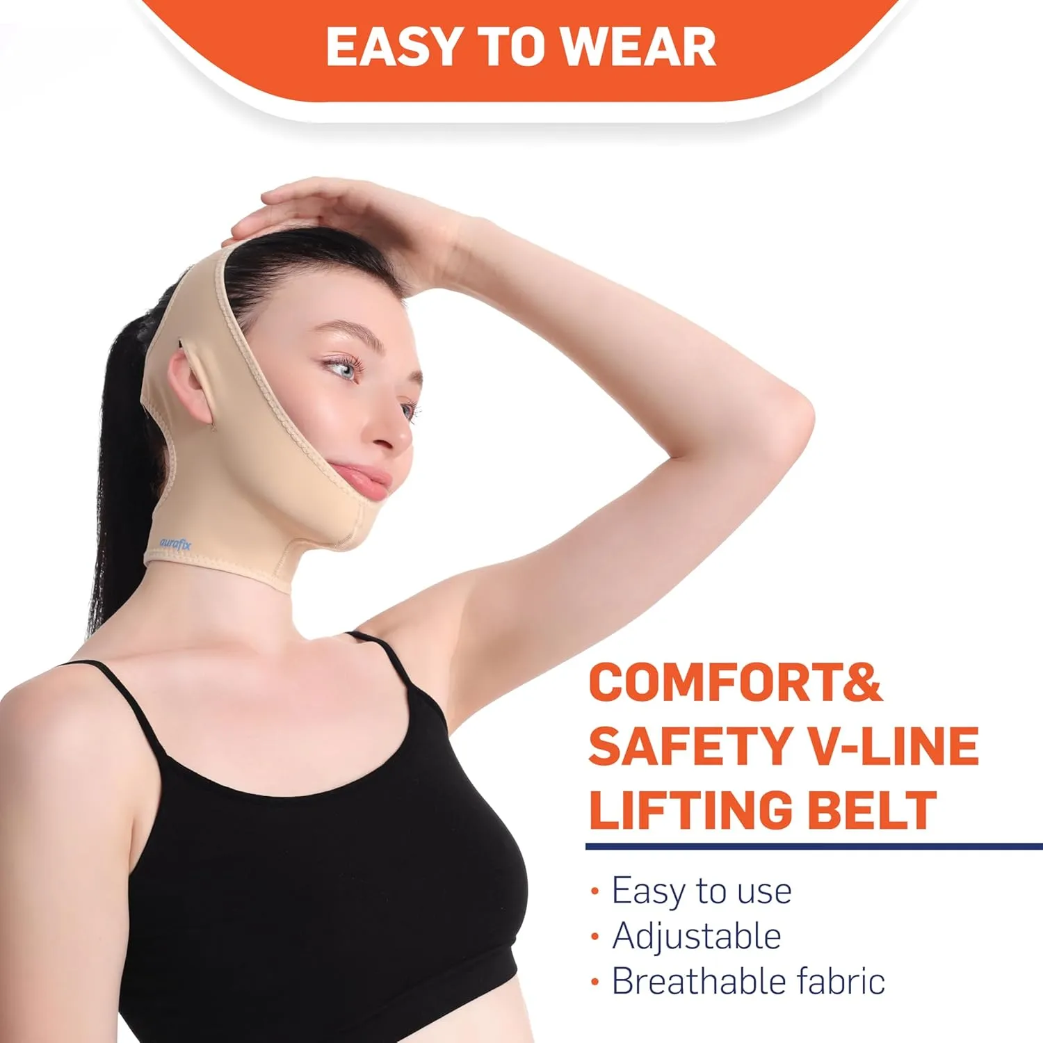 Post Surgical Chin Strap Bandage for Women Neck and Chin Compression Garment Wrap Face Straps Jowl Tightening Chin Lifting (Medium- Beige)