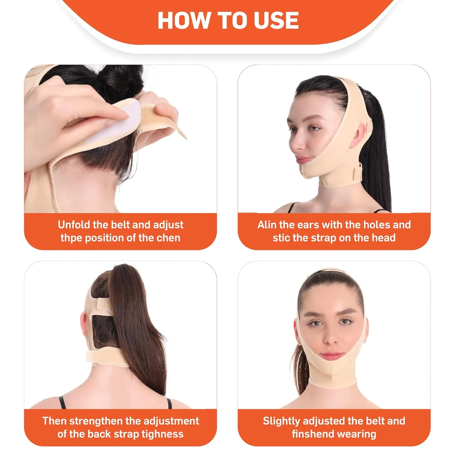 Post Surgical Chin Strap Bandage for Women Neck and Chin Compression Garment Wrap Face Straps Jowl Tightening Chin Lifting (Medium- Beige)