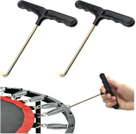 Quacc 2 PCS Trampoline Spring Pull Tool, Trampoline Hook Tool, Spring Pull T-Hook with Plastic Handle for Jumping Trampoline Spring Installation