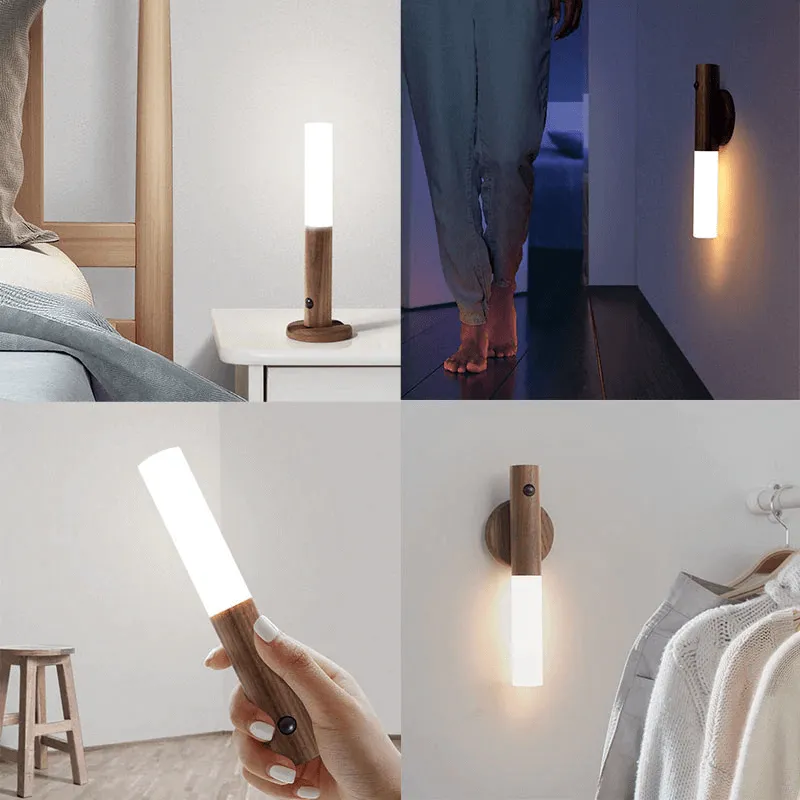 Rechargeable LED Motion Sensor Closet Light In Wooden Texture