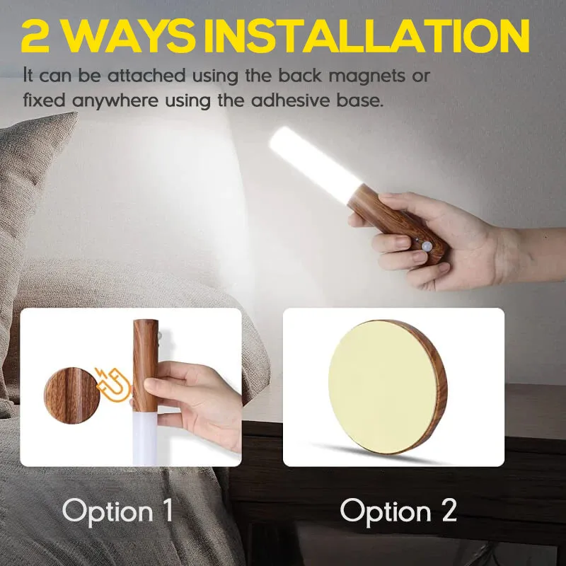 Rechargeable LED Motion Sensor Closet Light In Wooden Texture
