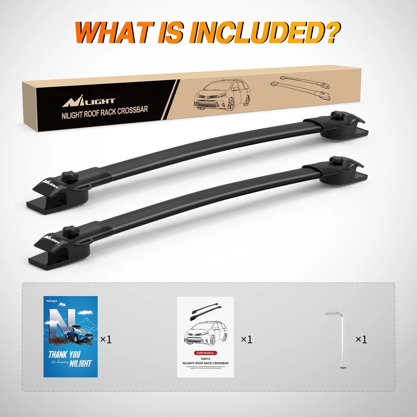 Roof Rack Cross Bars Fit for Toyota Sienna 2011-2020 with Side Rails