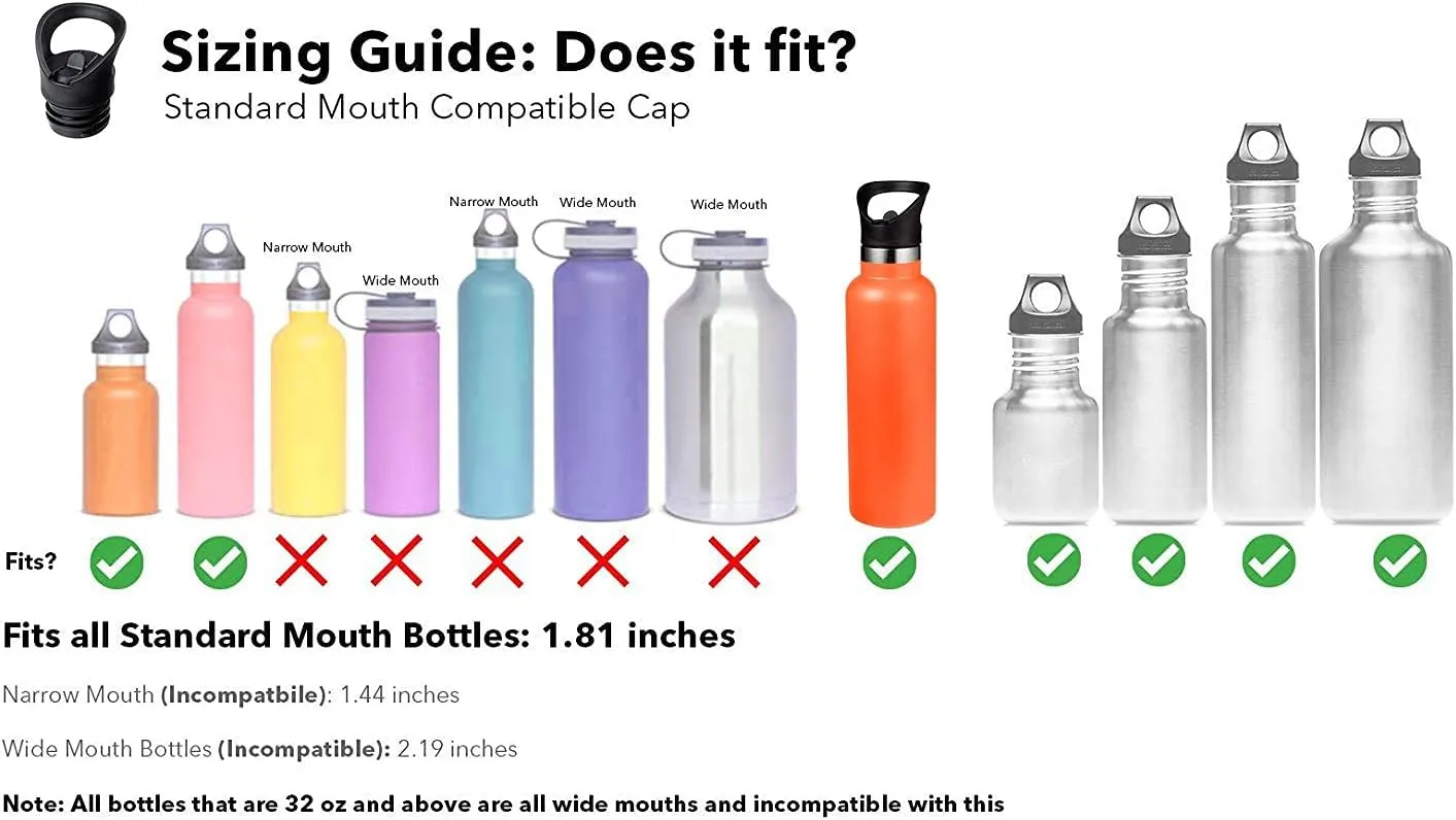 Straw Lid fits Hydro Flask Standard Mouth, 21 24 oz, Sports Flex Cap Water Bottle Accessories Replacement Top