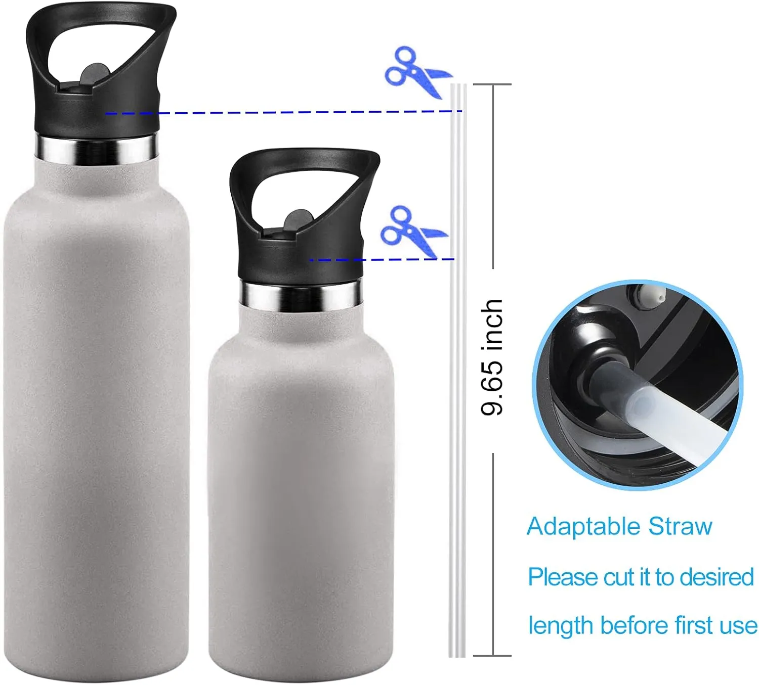 Straw Lid fits Hydro Flask Standard Mouth, 21 24 oz, Sports Flex Cap Water Bottle Accessories Replacement Top