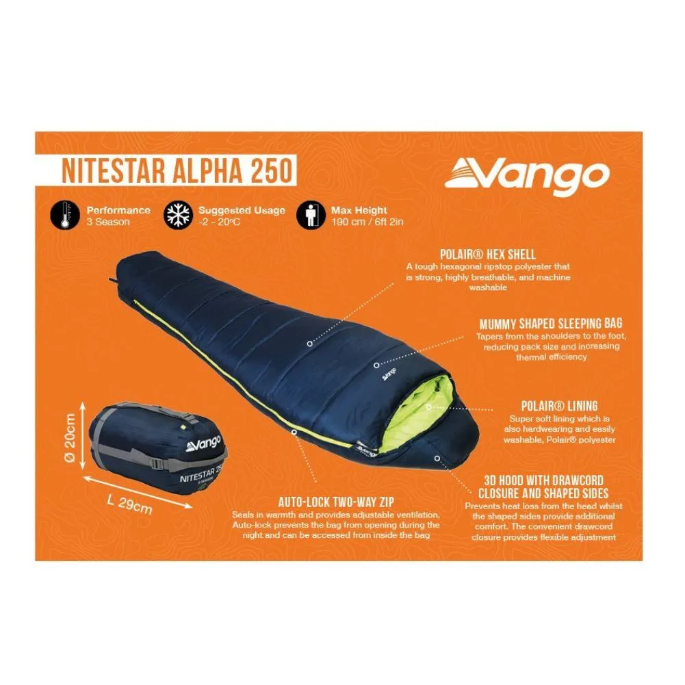 Vango Nitestar Alpha 250 Trekking Sleeping Bag (Classic Blue)
