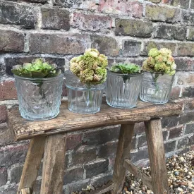 Vintage Style Glass Flower Pots - Four Assorted Designs - Two Sizes