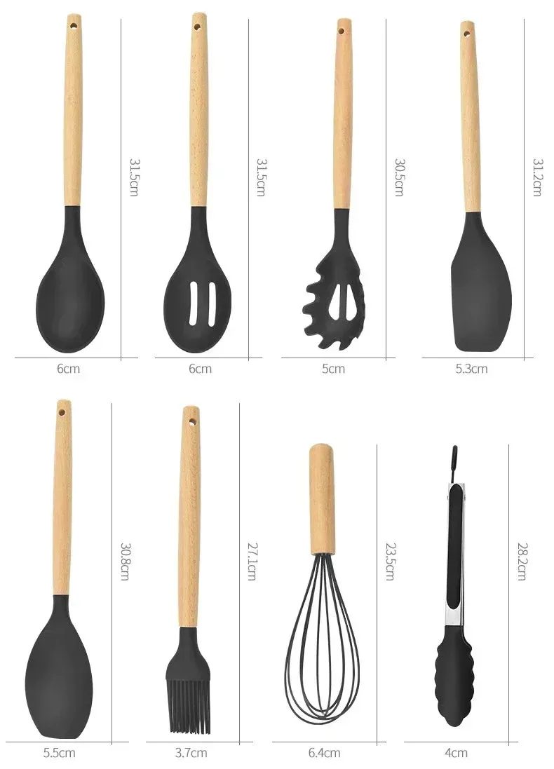White 12PCS Silicone Kitchen Utensil Set