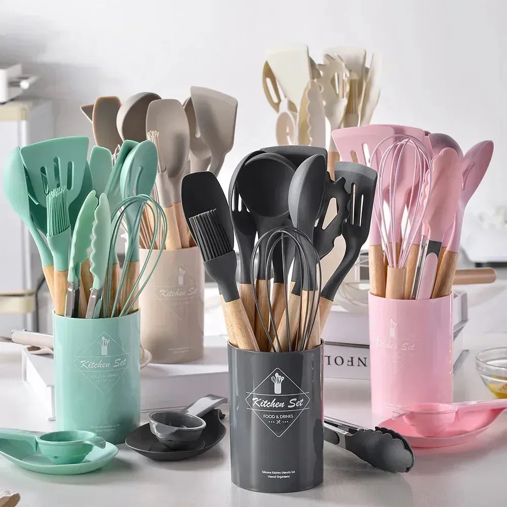 White 12PCS Silicone Kitchen Utensil Set
