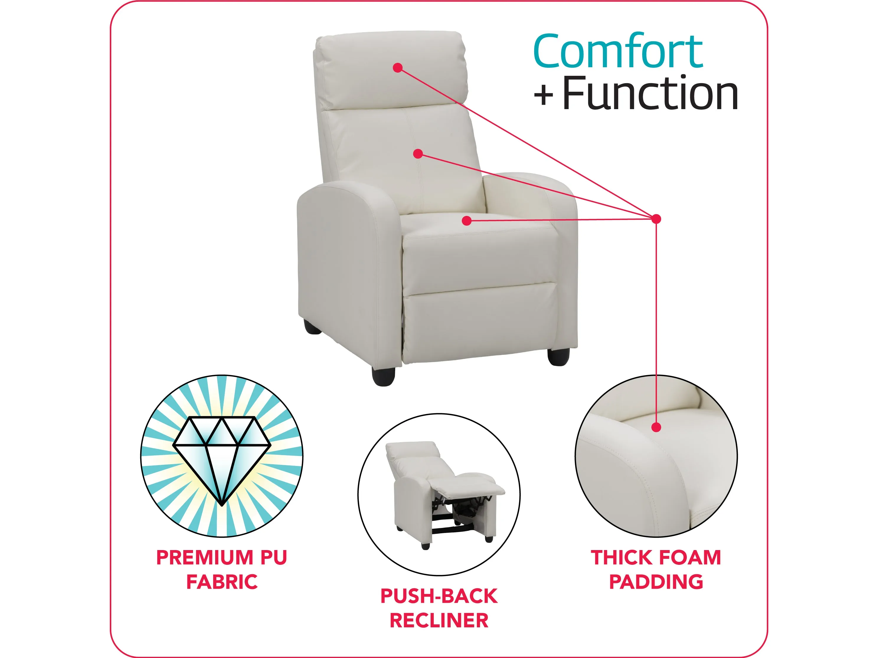 White Push Back Recliner