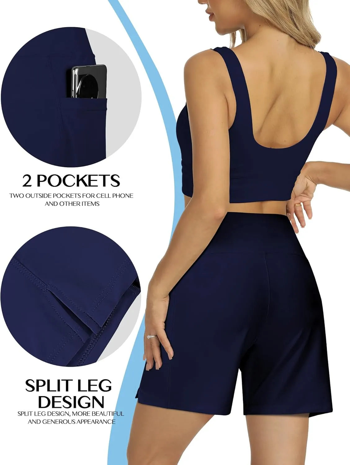 Women's 4" High-Waisted Swim Board Shorts with Liner and Pockets  Quick-Dry Beach & Swimming Shorts