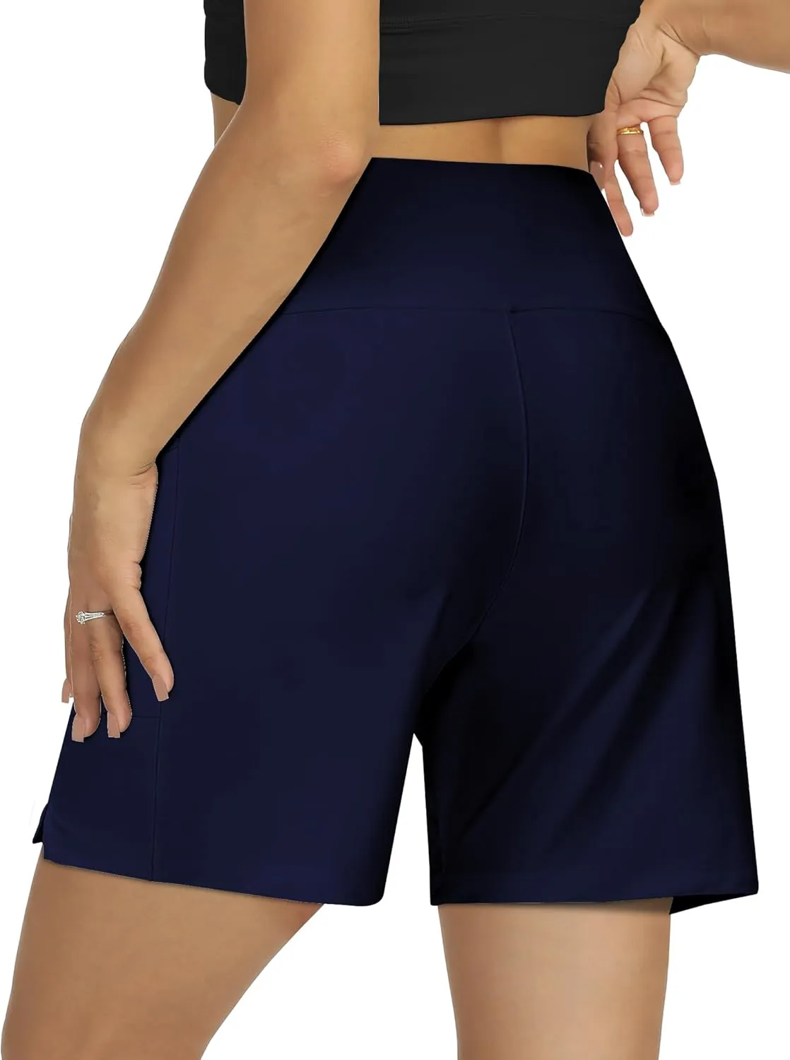 Women's 4" High-Waisted Swim Board Shorts with Liner and Pockets  Quick-Dry Beach & Swimming Shorts