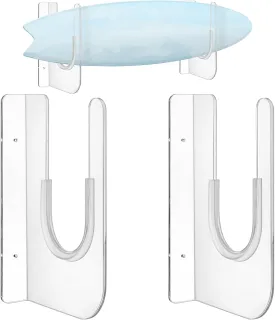 Yousoontic 2 Sets Surfboard Wall Mount Rack Clear Acrylic Surf Board Wall Display Vertical Surfboard Rack Storage Holder for Surfboards Short Boards Holds 50 Lbs